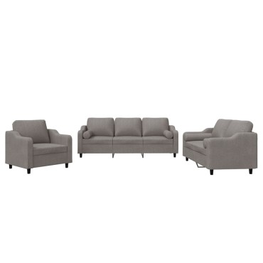 vidaXL Σετ Σαλονιού 3 τεμ. Taupe από Ύφασμα 78x77x80cm  Διθέσιος Τριθέσιος