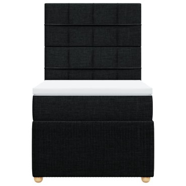 vidaXL Κρεβάτι Boxspring με Στρώμα Μαύρο 90x200 εκ. Υφασμάτινο
