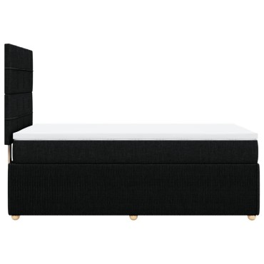 vidaXL Κρεβάτι Boxspring με Στρώμα Μαύρο 90x200 εκ. Υφασμάτινο