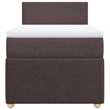 vidaXL Κρεβάτι Boxspring με Στρώμα Σκούρο Καφέ 90x200 εκ. Υφασμάτινο