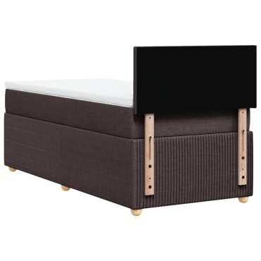 vidaXL Κρεβάτι Boxspring με Στρώμα Σκούρο Καφέ 90x200 εκ. Υφασμάτινο