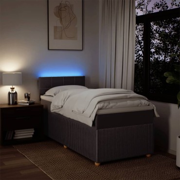 vidaXL Κρεβάτι Boxspring με Στρώμα Σκούρο Καφέ 90x200 εκ. Υφασμάτινο