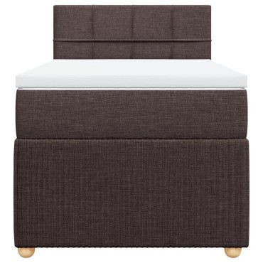 vidaXL Κρεβάτι Boxspring με Στρώμα Σκούρο Καφέ 90x200 εκ. Υφασμάτινο