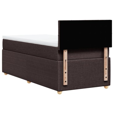 vidaXL Κρεβάτι Boxspring με Στρώμα Σκούρο Καφέ 90x200 εκ. Υφασμάτινο