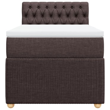 vidaXL Κρεβάτι Boxspring με Στρώμα Σκούρο Καφέ 90x200 εκ. Υφασμάτινο