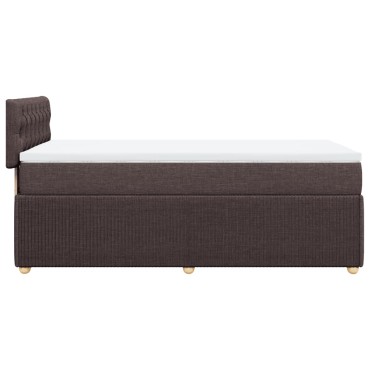 vidaXL Κρεβάτι Boxspring με Στρώμα Σκούρο Καφέ 90x200 εκ. Υφασμάτινο