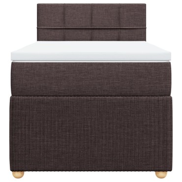 vidaXL Κρεβάτι Boxspring με Στρώμα Σκούρο Καφέ 90x200 εκ. Υφασμάτινο