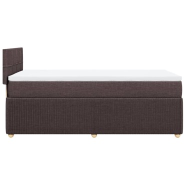 vidaXL Κρεβάτι Boxspring με Στρώμα Σκούρο Καφέ 90x200 εκ. Υφασμάτινο
