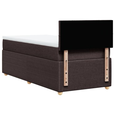 vidaXL Κρεβάτι Boxspring με Στρώμα Σκούρο Καφέ 90x200 εκ. Υφασμάτινο