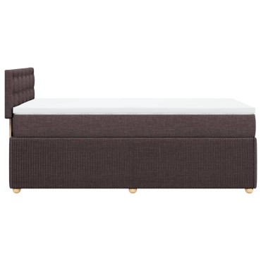 vidaXL Κρεβάτι Boxspring με Στρώμα Σκούρο Καφέ 90x200 εκ. Υφασμάτινο