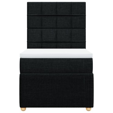 vidaXL Κρεβάτι Boxspring με Στρώμα Μαύρο 90x200 εκ. Υφασμάτινο