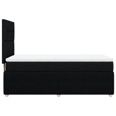 vidaXL Κρεβάτι Boxspring με Στρώμα Μαύρο 90x200 εκ. Υφασμάτινο
