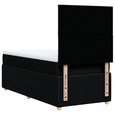 vidaXL Κρεβάτι Boxspring με Στρώμα Μαύρο 90x200 εκ. Υφασμάτινο