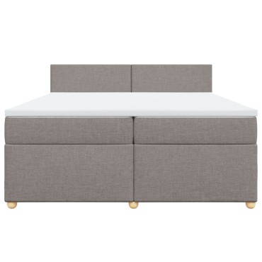 vidaXL Κρεβάτι Boxspring με Στρώμα Taupe 200x200 εκ. Υφασμάτινο