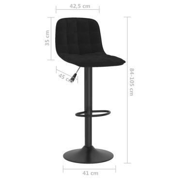 vidaXL Σκαμπό Μπαρ Μαύρο Βελούδινο 42,5x45x(84-105)cm 1 τεμ.