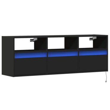 vidaXL Έπιπλο Τοίχου Τηλεόρασης με LED Μαύρο 130x31x45cm