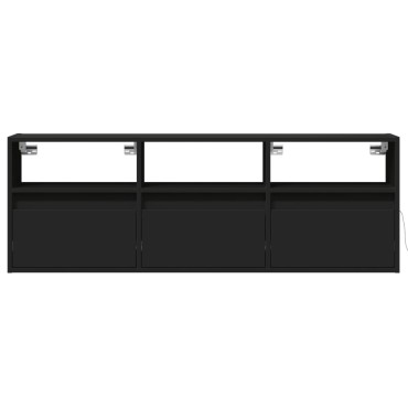 vidaXL Έπιπλο Τοίχου Τηλεόρασης με LED Μαύρο 130x31x45cm