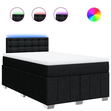 vidaXL Κρεβάτι Boxspring με Στρώμα Μαύρο 120x200 εκ. Υφασμάτινο
