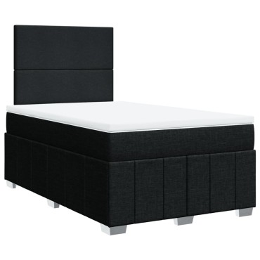 vidaXL Κρεβάτι Boxspring με Στρώμα Μαύρο 120x200 εκ. Υφασμάτινο