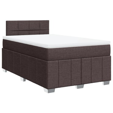 vidaXL Κρεβάτι Boxspring με Στρώμα Σκούρο Καφέ 120x200 εκ. Υφασμάτινο