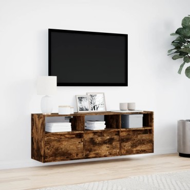 vidaXL Έπιπλο Τοίχου Τηλεόρασης με LED Καπνιστή Δρυς 130x31x45cm