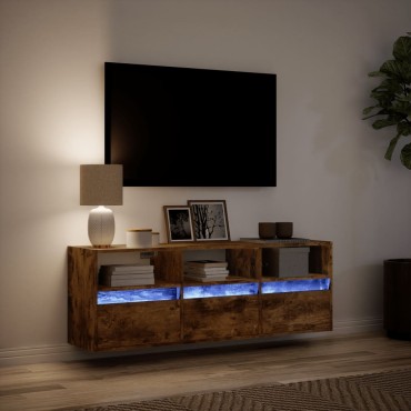 vidaXL Έπιπλο Τοίχου Τηλεόρασης με LED Καπνιστή Δρυς 130x31x45cm