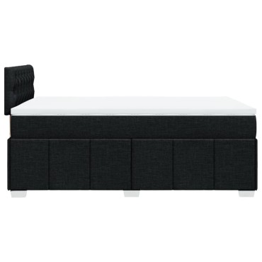 vidaXL Κρεβάτι Boxspring με Στρώμα Μαύρο 120x200 εκ. Υφασμάτινο