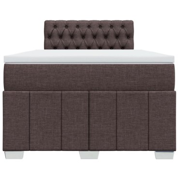 vidaXL Κρεβάτι Boxspring με Στρώμα Σκούρο Καφέ 120x200 εκ. Υφασμάτινο