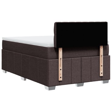 vidaXL Κρεβάτι Boxspring με Στρώμα Σκούρο Καφέ 120x200 εκ. Υφασμάτινο