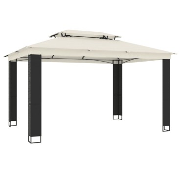 vidaXL Κιόσκι με Διπλή Οροφή Κρεμ 3,94x2,96 μ. Ατσάλινο