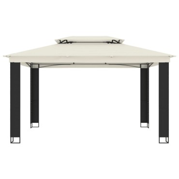 vidaXL Κιόσκι με Διπλή Οροφή Κρεμ 3,94x2,96 μ. Ατσάλινο