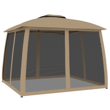 vidaXL Κιόσκι με Διπλούς Τοίχους/Δίχτυ Taupe 2,93x2,93 μ. από Ατσάλι