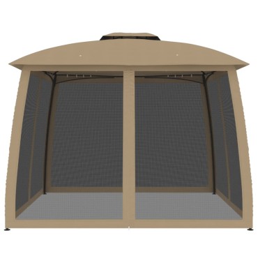 vidaXL Κιόσκι με Διπλούς Τοίχους/Δίχτυ Taupe 2,93x2,93 μ. από Ατσάλι