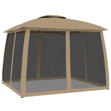vidaXL Κιόσκι με Διπλούς Τοίχους/Δίχτυ Taupe 2,93x2,93 μ. από Ατσάλι