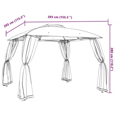 vidaXL Κιόσκι με Διπλούς Τοίχους/Δίχτυ Taupe 2,93x2,93 μ. από Ατσάλι
