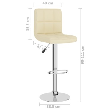 vidaXL Σκαμπό Μπαρ Κρεμ Υφασμάτινο 40x47x(90-111)cm 1 τεμ.