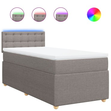 vidaXL Κρεβάτι Boxspring με Στρώμα Taupe 90x200 εκ. Υφασμάτινο