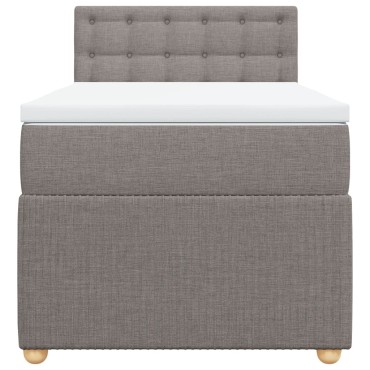 vidaXL Κρεβάτι Boxspring με Στρώμα Taupe 90x200 εκ. Υφασμάτινο