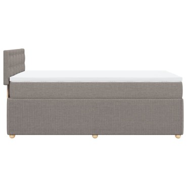 vidaXL Κρεβάτι Boxspring με Στρώμα Taupe 90x200 εκ. Υφασμάτινο
