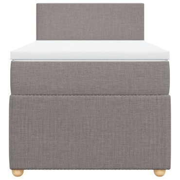 vidaXL Κρεβάτι Boxspring με Στρώμα Taupe 90x200 εκ. Υφασμάτινο