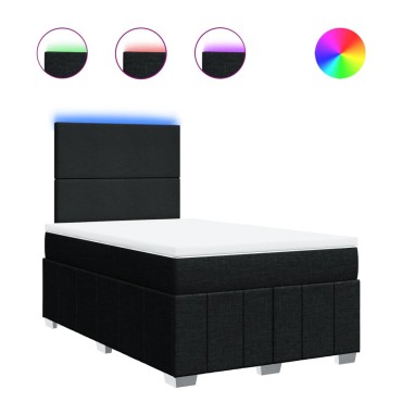 vidaXL Κρεβάτι Boxspring με Στρώμα Μαύρο 120x200 εκ. Υφασμάτινο
