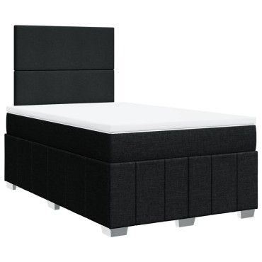 vidaXL Κρεβάτι Boxspring με Στρώμα Μαύρο 120x200 εκ. Υφασμάτινο