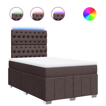 vidaXL Κρεβάτι Boxspring με Στρώμα Σκούρο Καφέ 120x200 εκ. Υφασμάτινο