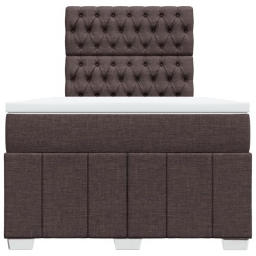 vidaXL Κρεβάτι Boxspring με Στρώμα Σκούρο Καφέ 120x200 εκ. Υφασμάτινο