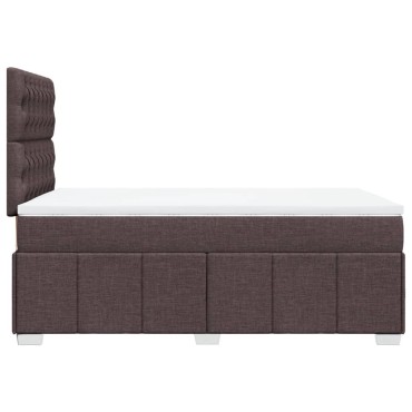 vidaXL Κρεβάτι Boxspring με Στρώμα Σκούρο Καφέ 120x200 εκ. Υφασμάτινο