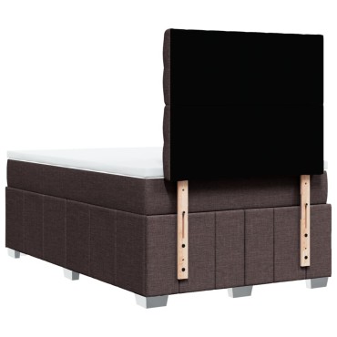 vidaXL Κρεβάτι Boxspring με Στρώμα Σκούρο Καφέ 120x200 εκ. Υφασμάτινο