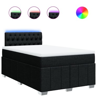 vidaXL Κρεβάτι Boxspring με Στρώμα Μαύρο 120x200 εκ. Υφασμάτινο