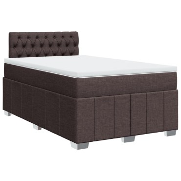 vidaXL Κρεβάτι Boxspring με Στρώμα Σκούρο Καφέ 120x200 εκ. Υφασμάτινο