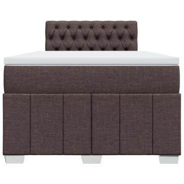 vidaXL Κρεβάτι Boxspring με Στρώμα Σκούρο Καφέ 120x200 εκ. Υφασμάτινο