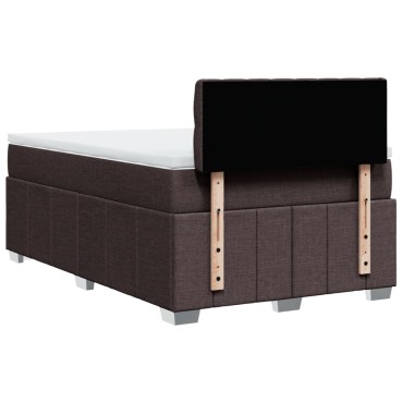 vidaXL Κρεβάτι Boxspring με Στρώμα Σκούρο Καφέ 120x200 εκ. Υφασμάτινο